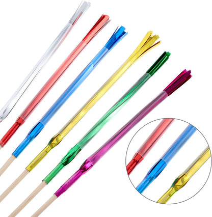 Tecunite 100 Pcs Foil Firework Cupcake Toppers Sparkle Tinsel Cupcake Picks 9 Inch Happy Birthday Cake Toppers Drink Cocktail Picks Stirrers for Christmas Baby Shower Birthday Party Decors Supplies