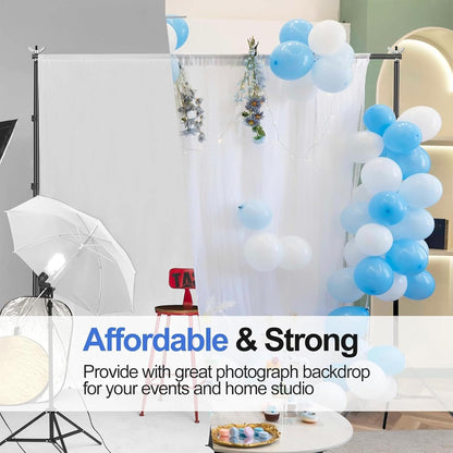 EMART Backdrop Stand 10x7ft(WxH) Photo Studio Adjustable Background Stand Support kit with 2 Crossbars, 8 Clamps, 2 Sandbags and Carry Bag for Parties, Events Decoration, Wedding, Photography -White