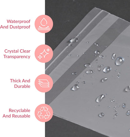 Prestee 200 Pack Clear Cellophane Bags for Favors - Transparent Goodie Bags for Birthday Party, 6x10 Inch Clear Bag with 4-Inch Twist Ties - Candy, Treat, Cookie Bag for Gift Giving