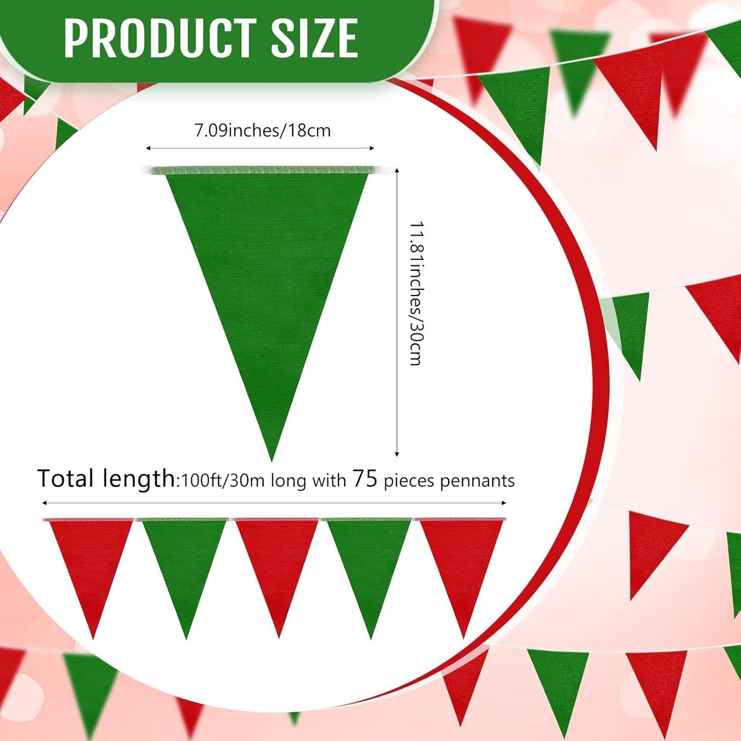 Hahafelt 100 Feet Pennant Banners Flags 75 Solid String Triangle Flags for Grand Opening, Carnival Theme Birthday Party Decoration Outdoor Events Classroom Decoration(Pink)