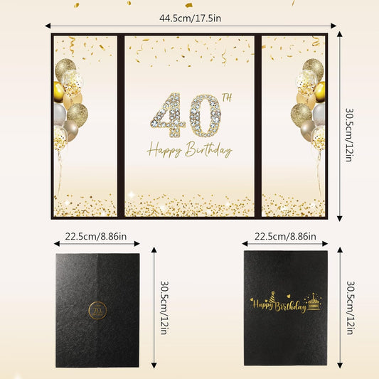 Birthday Party Decorations, Signing Card Board with Magnetic Closure, Happy Birthday Signature Book Keepsake Memory Signing Guest Book for Men and Women Cheers (Black and Gold, 70th)