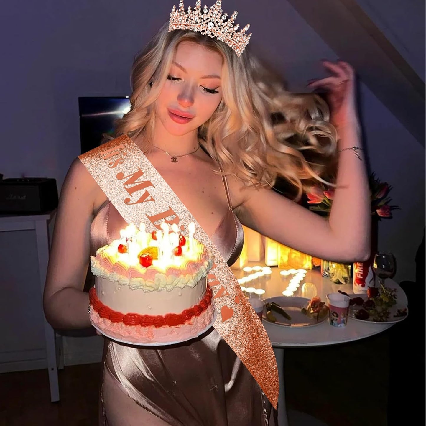 CURASA Birthday Tiara and Sash - Silver Birthday Crown for Women, Perfect for Parties and Celebrations