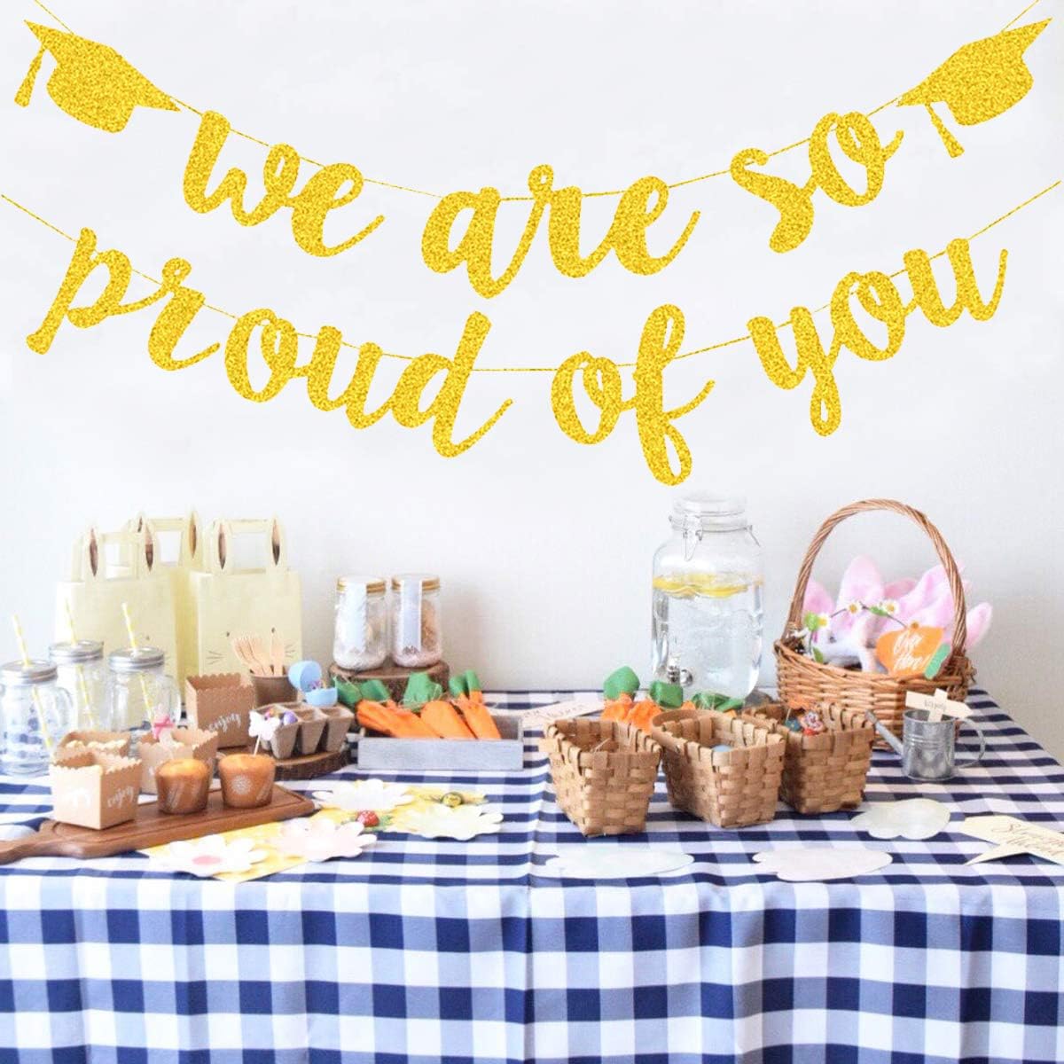 2026 Graduation Banners Party Decorations, Black Glitter We are So Proud of You Graduation Banners Garland for Congratulation Graduations Party Supplies, School, Home, Car Decorations