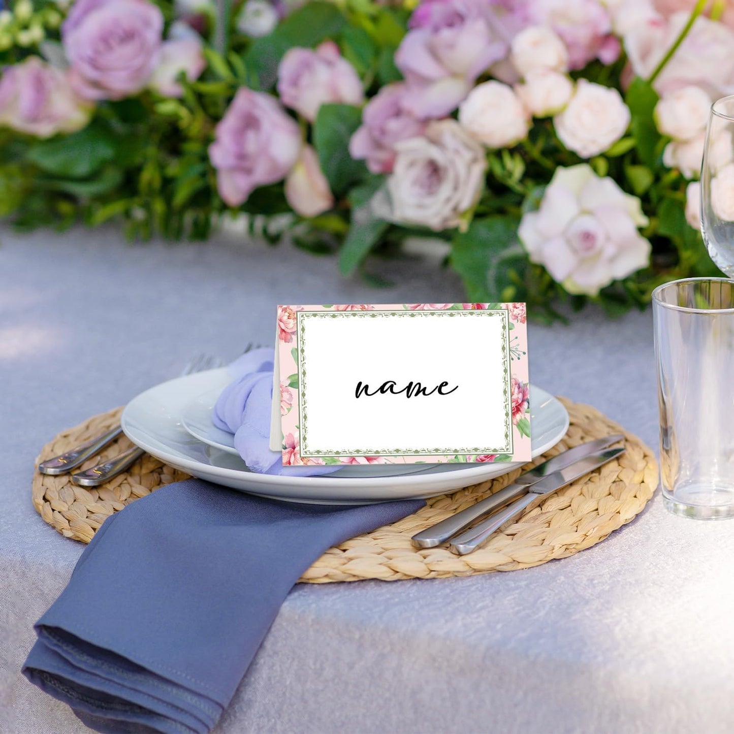 Boho Floral Place Cards for Table Setting, Wedding Placecards, Tent Cards Decor For Bridal Shower Anniversary Party Decorations, 25 Pack Baby Shower Food Name Card, 2 x 3.5" /001