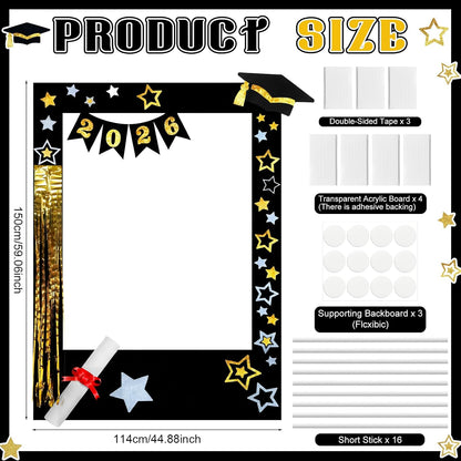 Cinnvoice 2026 Graduation Party Decoration 59 Inches Black and Gold Large Size Photo Props Booth Frame for High School College Grad Congrats Congratulation Picture Display Selfie Favors Backdrop