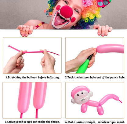 260 Balloons Clear, Thickening Long Balloons for Tying Arch, Twisting Latex Animals Magic Modeling Skinny Birthday Balloon for Kid‘s Party Wedding Decoartion Supply 100pcs