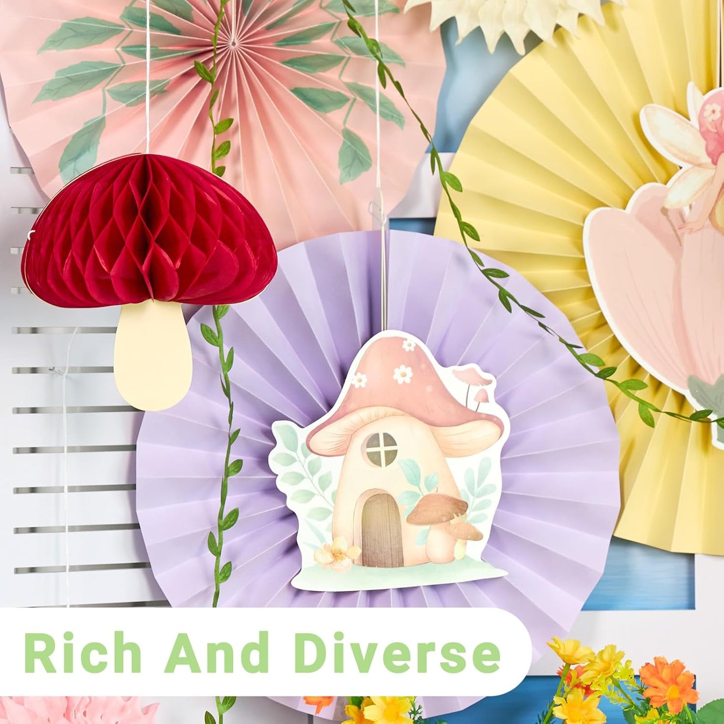 Easy Joy Paper Leaves Decorations for Wall Paper Fans Classroom Decoration Leaves Backdrop Decor Wall Decor,Set of 9