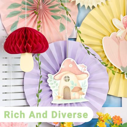 Easy Joy Paper Leaves Decorations for Wall Paper Fans Classroom Decoration Leaves Backdrop Decor Wall Decor,Set of 9
