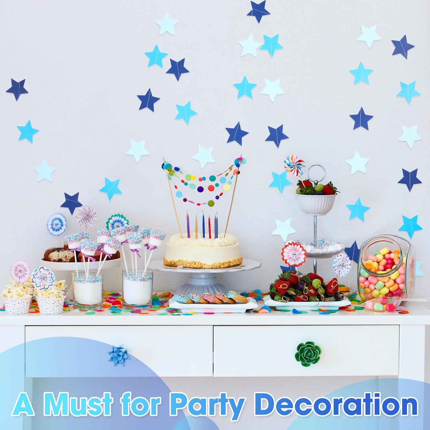 Patelai Glitter Star Garland Banner 2026 Graduation Decor 130 Feet Star Hanging Banner Twinkle Backdrop for Party Birthday Classroom Wedding Supplies(Gold)