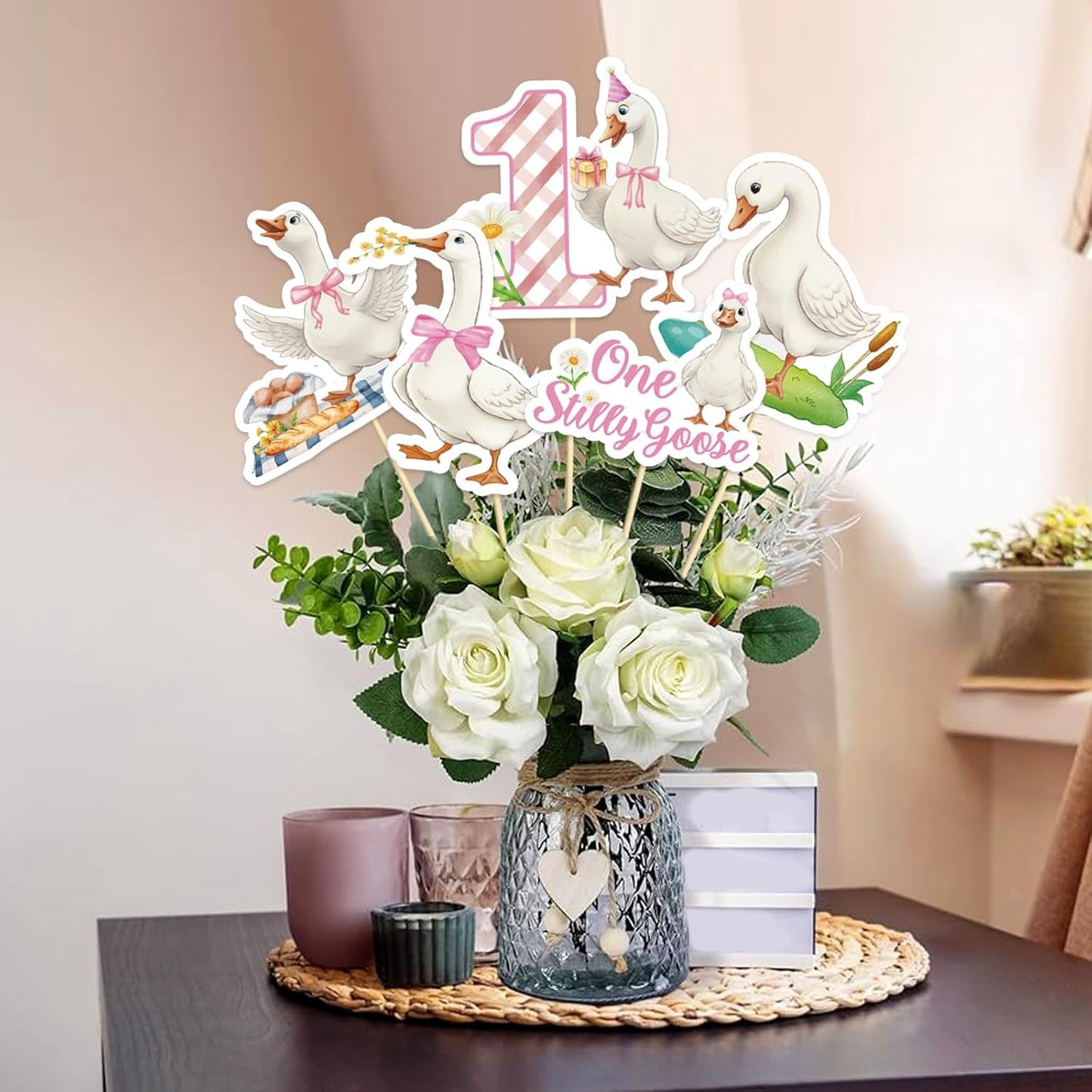 Beautiful Butterfly Centerpiece Sticks - Floral Baby Shower or Birthday Table Toppers - Butterfly Themed Gender Reveal Bridal Shower Party Decoration- Set of 15