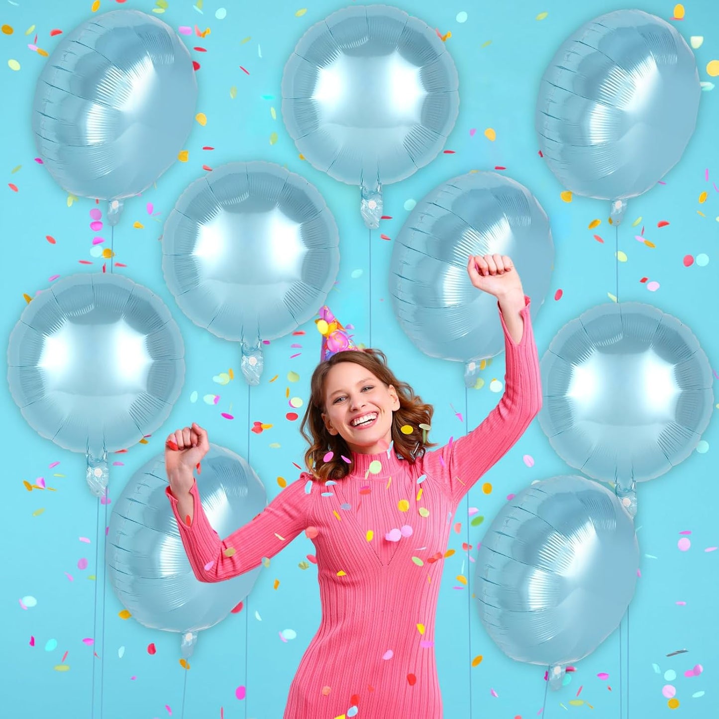20 Pcs Black Round Shaped Balloons,18 Inch Round Foil Balloon,Giant Round Mylar Balloon Helium Balloons for Birthday Party Baby Shower Wedding Decorations (Black)