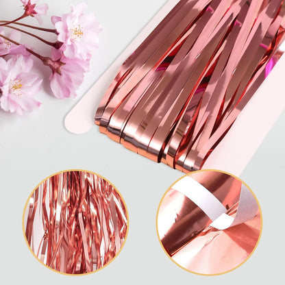 10 Pack Silver Backdrop Curtain 3.2ft x 8.2ft Metallic Tinsel Foil Fringe Curtains Photo Booth Background for Birthday Party Decoration Baby Shower Engagement Wedding Christmas Decoration (Silver)