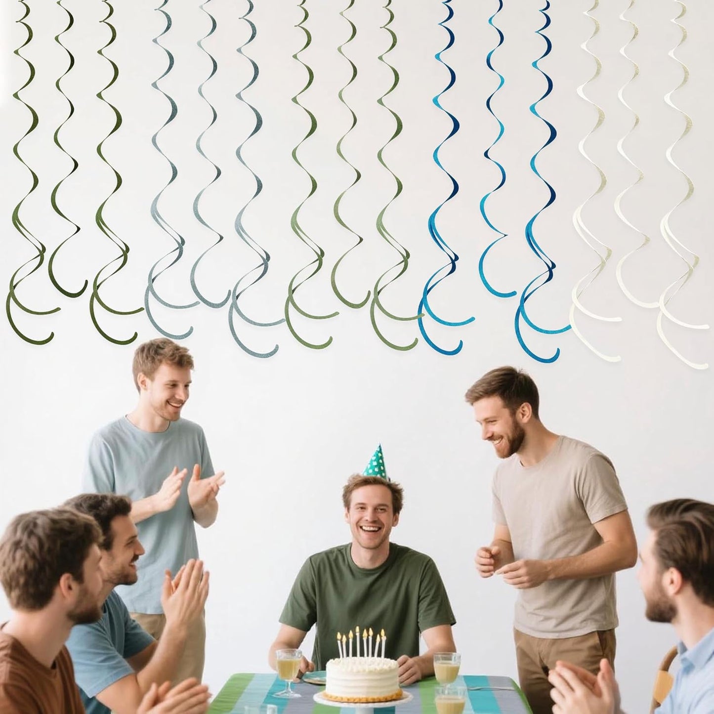 36 Pcs Blue Hanging Swirl Decorations Ombre Royal Blue White Felt Swirl Streamer Spiral Ceiling Garland for Birthday Wedding Baby Shower Graduation Under The Sea Nautical Ahoy Achor Party Supplies