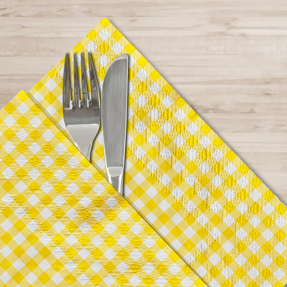 Gatherfun Disposable Red and White Gingham Paper Napkins (Pack of 50)