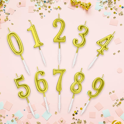 Beanlieve 10-Pieces Numeral Birthday Candles - Cake Numeral Candles Number 0-9 Glitter Cake Topper Decoration for Birthday,Wedding Anniversary,Party Celebration (Colourful)