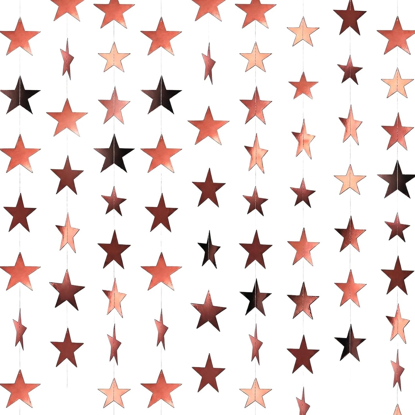Spakon 65 Feet Glitter Star Paper Garland Banner Hanging Decoration Star Streamers Double Side 2026 Graduation Decorations for Wedding Birthday Festival New Year Party Decoration (Gold)