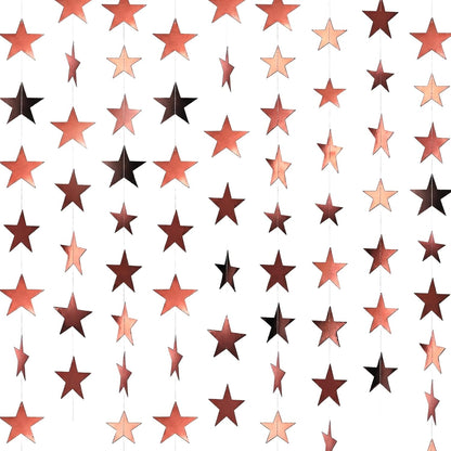 Spakon 65 Feet Glitter Star Paper Garland Banner Hanging Decoration Star Streamers Double Side 2026 Graduation Decorations for Wedding Birthday Festival New Year Party Decoration (Gold)