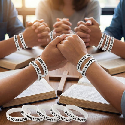 Tondiamo Vbs 2026 Rubber Wristbands Glow in the Dark Illumination Themed Bracelets Jesus Lights Bracelets Bulk Luminous Christian Gift for Vbs Party Church Supplies