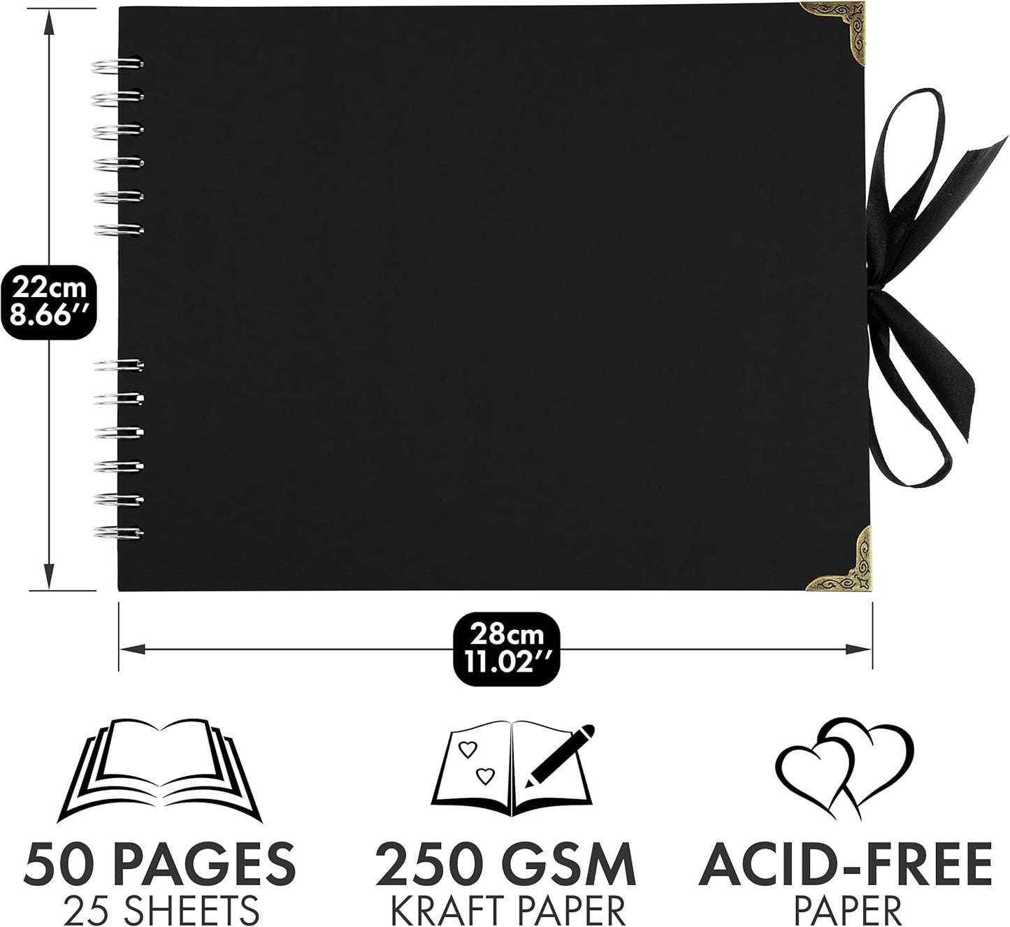 Bstorify Scrapbook Album 60 Pages (8 x 8 Inch) Brown Thick 200gsm Kraft Paper, Photo Album Scrapbook, Memory Book - Ideal for Your Scrapbooking Albums Art & Craft Projects
