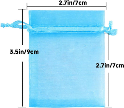 joycraft 50Pcs Organza Bags, 2x3 inch Gift Favor Bags, White Wedding Favor Bags, Jewelry Pouches with Drawstring, Mesh Bags Drawstring for Jewelry, Festival, Makeup, Candy, Desserts