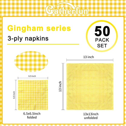 Gatherfun Disposable Red and White Gingham Paper Napkins (Pack of 50)