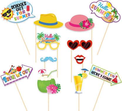 School's Out for Summer Photo Props Last Day of School Decorations Peace Out School Hello Summer Photo Booth Props Goodbye School Hello Pool Summer Vacation Party Decoration Supplies 35 Pieces