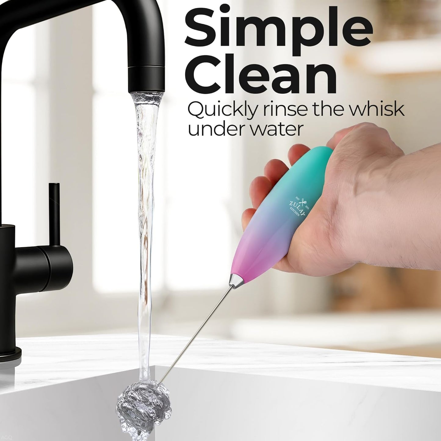 Zulay Kitchen Powerful Milk Frother Wand With Duracell Batteries - Ultra Fast Handheld Drink Mixer - Electric Whisk Foam Maker for Coffee, Lattes, Cappuccino & Matcha - Z1 Motor - Black - Colors B