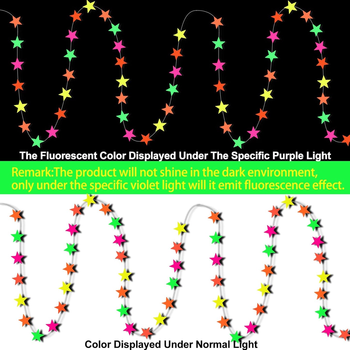508ft UV Neon Paper Garland Crepe Streamers Glow in The Dark Party Supplies Garland Neon Party Decorations Streamers for Blacklight Reactive Fluorescent Wedding Birthday Party Decorations