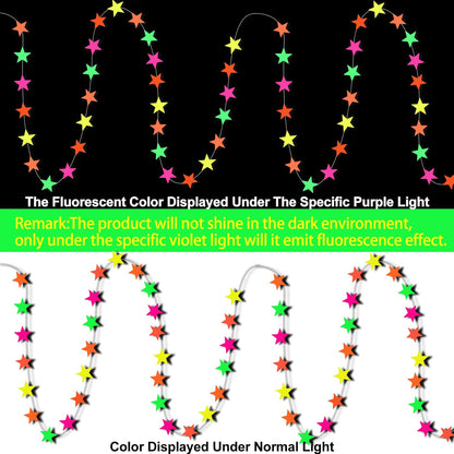 508ft UV Neon Paper Garland Crepe Streamers Glow in The Dark Party Supplies Garland Neon Party Decorations Streamers for Blacklight Reactive Fluorescent Wedding Birthday Party Decorations