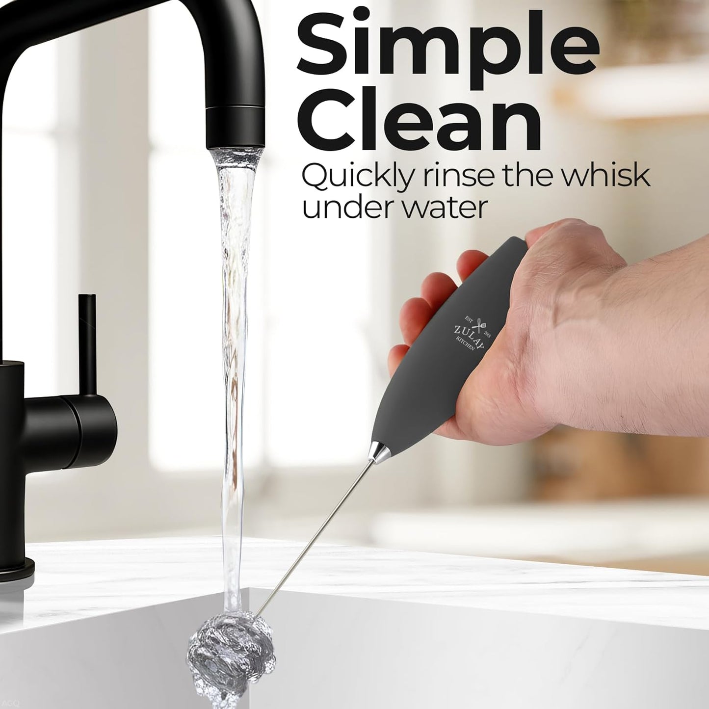 Zulay Kitchen Powerful Milk Frother Wand With Duracell Batteries - Ultra Fast Handheld Drink Mixer - Electric Whisk Foam Maker for Coffee, Lattes, Cappuccino & Matcha - Z1 Motor - Black - Colors A