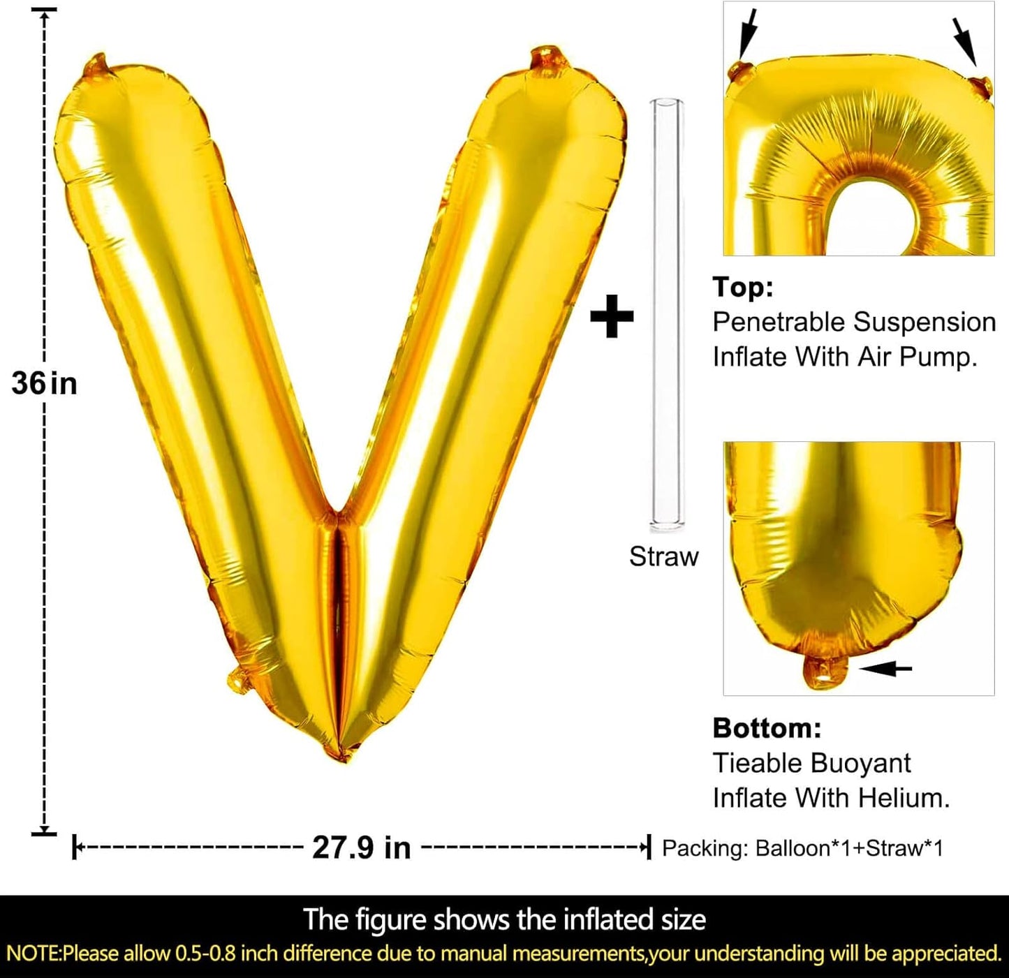 Lovoir 40 Inch Large Gold Letter A Balloons Big Size Jumbo Mylar Foil Helium Balloon for Birthday Party Celebration Decorations Alphabet Gold A