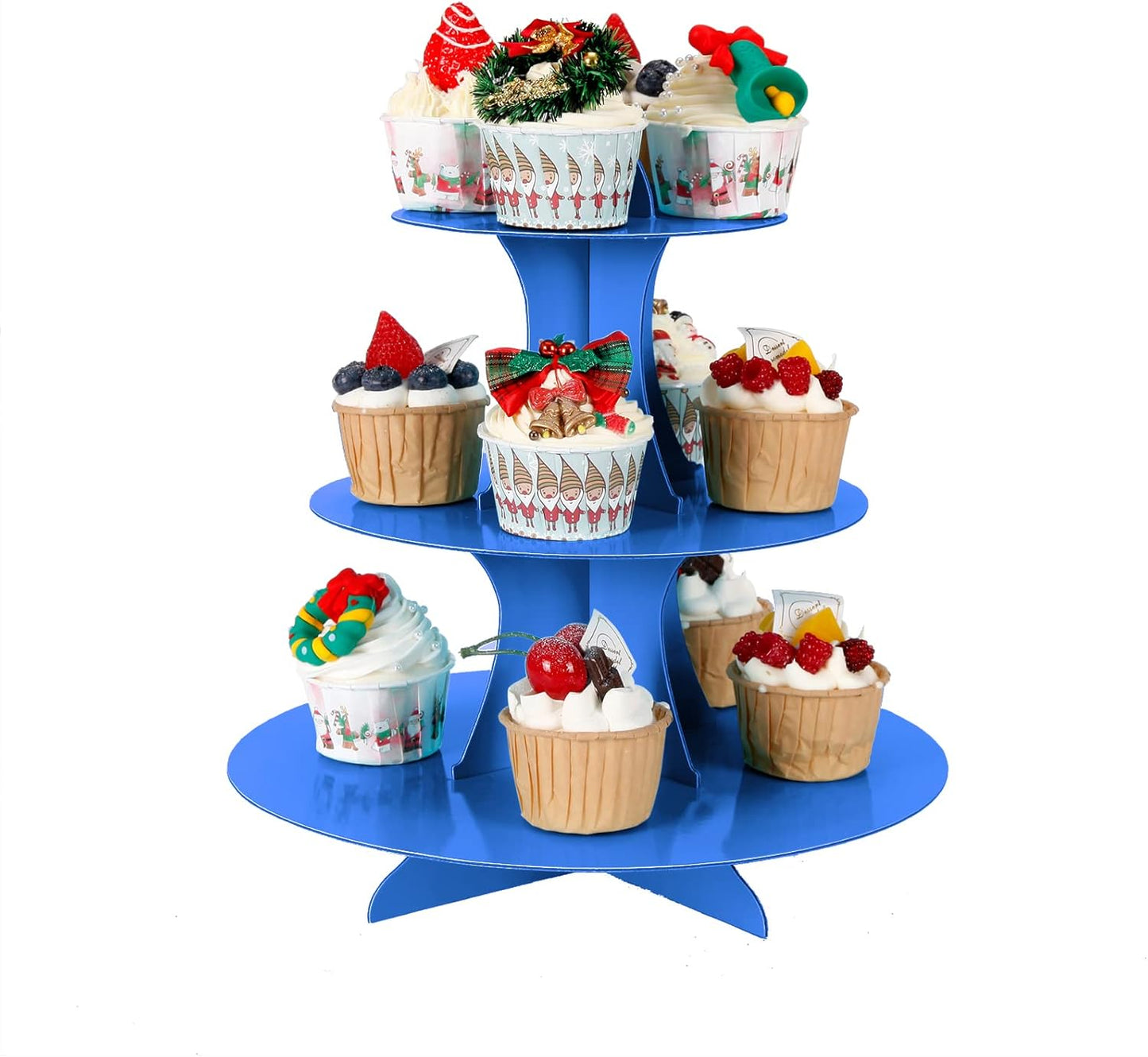 YLDW Cupcake Stand, 3-Tier Cupcake Stand Display, Cardboard Cup Cake Tower Stand, Disposable Dessert Stand for Birthday Tea Party Baby Shower Treat Decorations, Pink