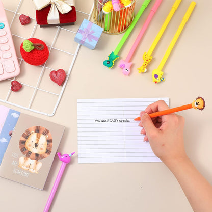 Colarr 64 Pcs Inspirational Mini Notebook with Pens Bulk Cartoon Animal Pens Funny Motivational Pocket Notebooks Animal Party Favors for Coworker Teacher Staff Stocking Stuffers