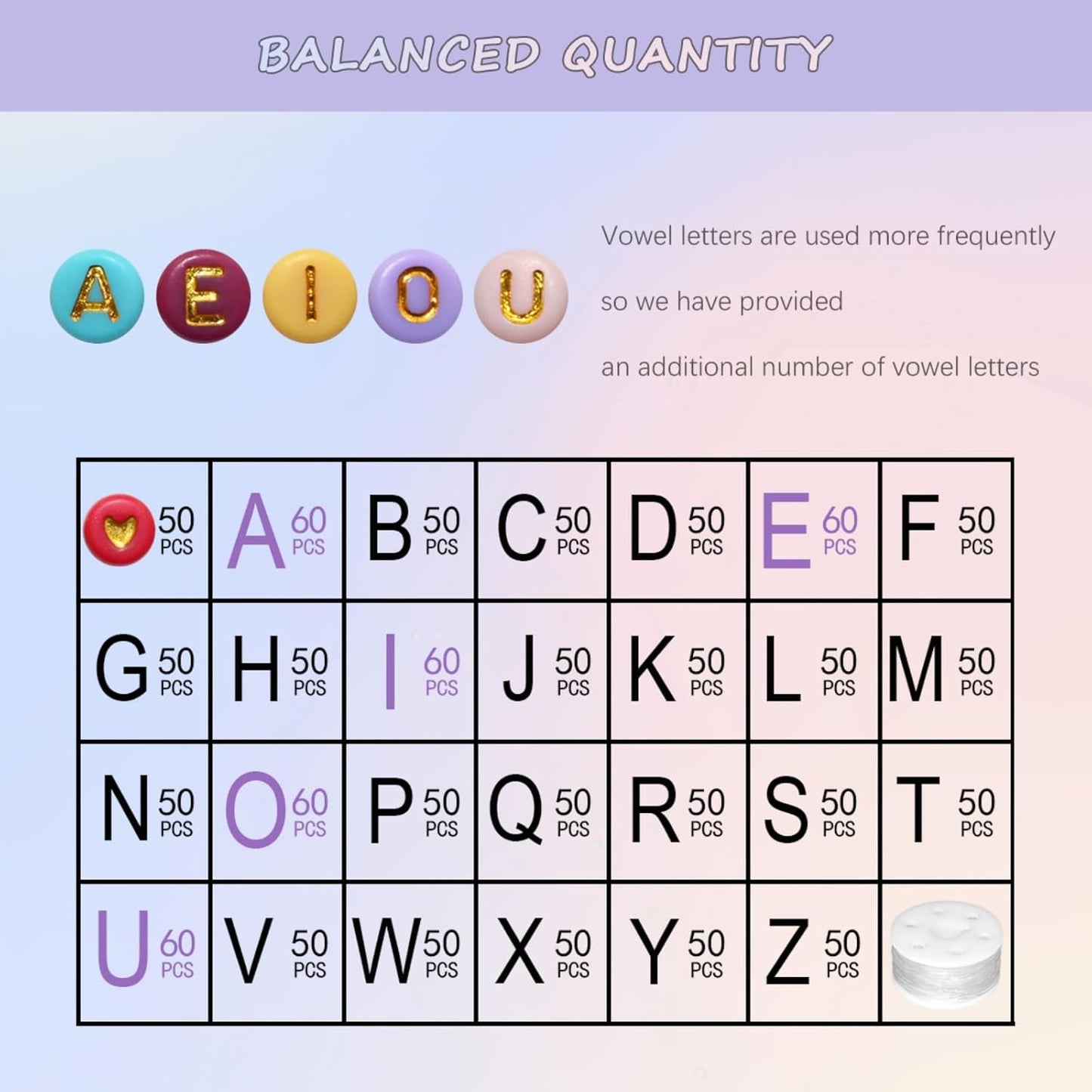 Amaney 1400pcs Glow Letter Beads, Heart Beads Whit Elastic Beading Cord,4x7mm Round Acrylic Alphabet Beads for Friend Bracelet Jewelry Making