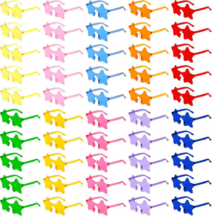 Wholesale 50 Pack Rimless Star Sunglasses Bulk, Fun Colorful Star Party Glasses for Women Men