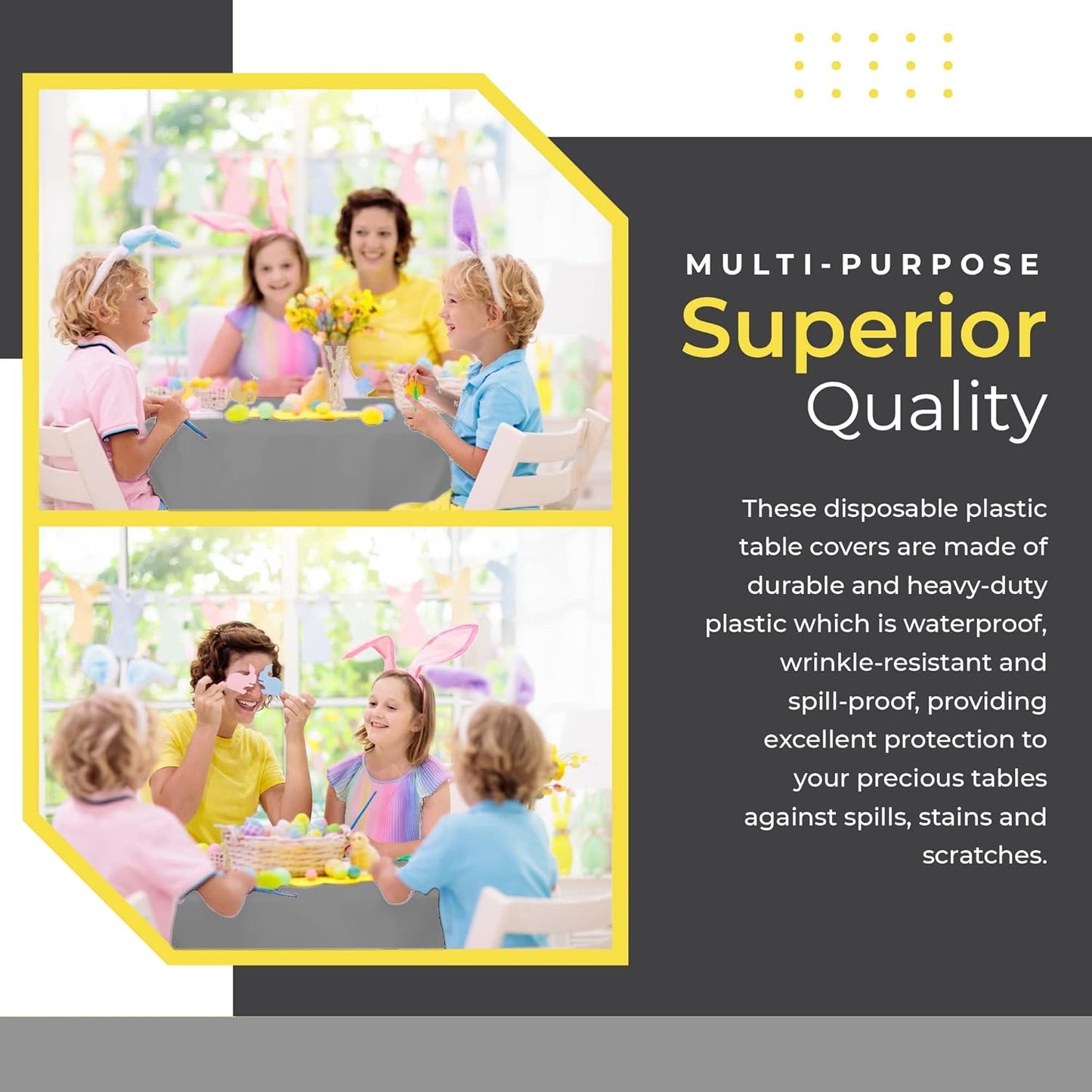 14 Pack Black 54 x 108 in. Rectangle Disposable Plastic Tablecloths - Smooth Decorative Covers for Parties, Weddings