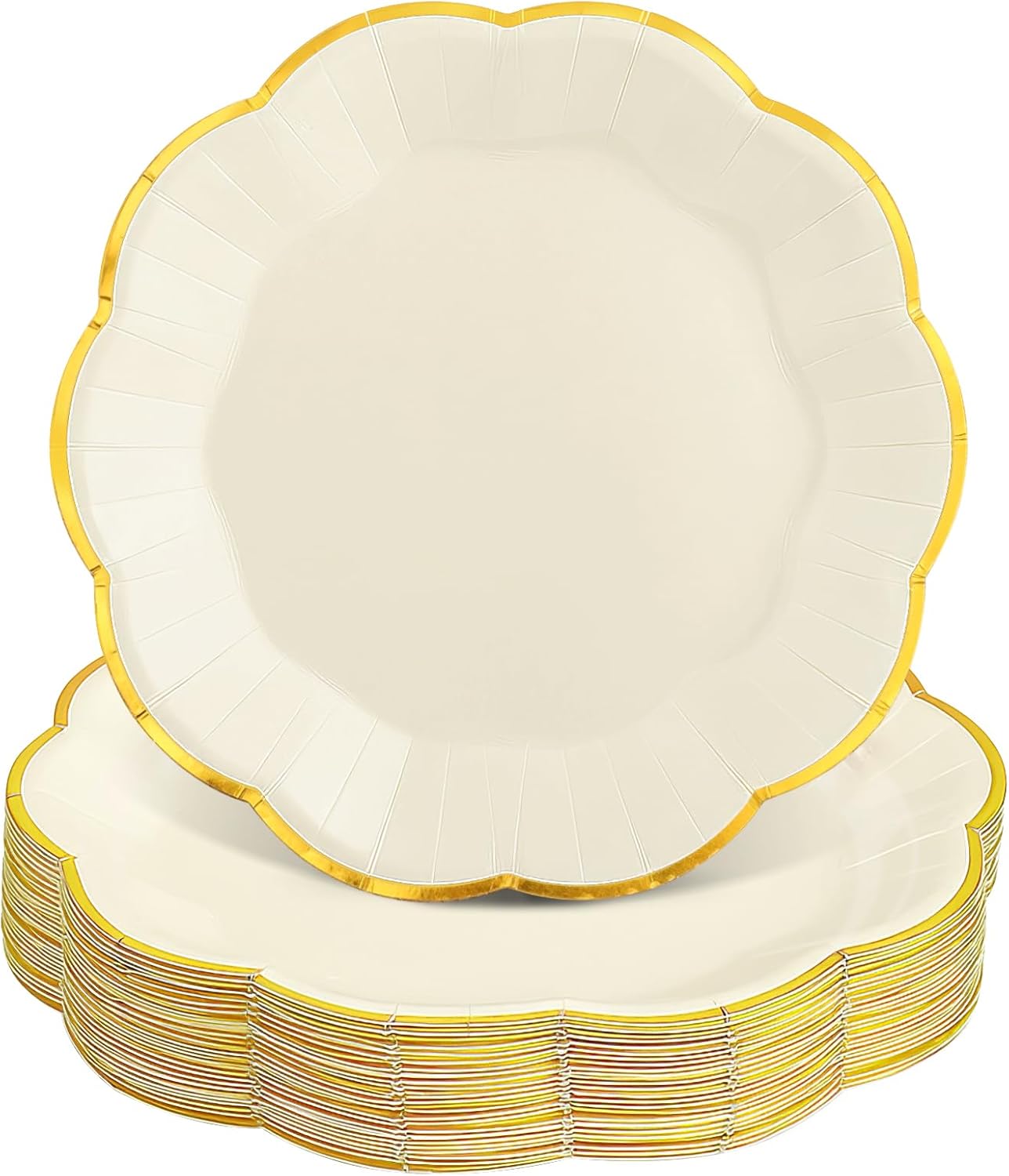 NatNarr 30 Pcs Sage Green Paper Plates, 7 Inch Scalloped Paper Plates Small Dessert Cake Plate Cute Party Plate Disposable Sage Greens Party Supplies for Wedding, Baby Bridal Shower, Birthday