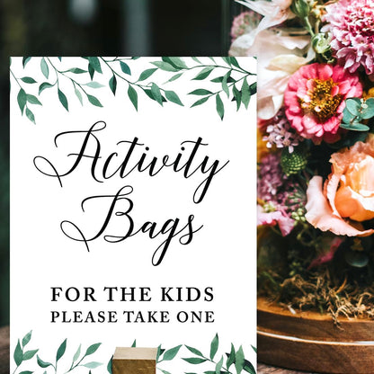 Andaz Press Wedding Party Signs, Natural Greenery Green Leaves, 8.5x11-inch, Bridal Shower Scavenger Hunt, 1-Pack - Colors B