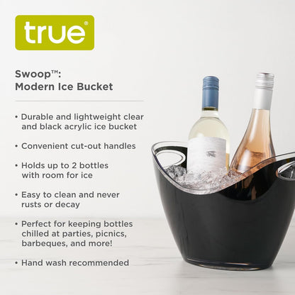 True Clear Acrylic Ice Bucket with Handles, 3-Liter Capacity, Durable Wine and Champagne Bucket, Perfect Ice Buckets for Parties, BBQs, Weddings, Picnics, Holidays, Outdoors, 8.75" x 8.25", Set of 1