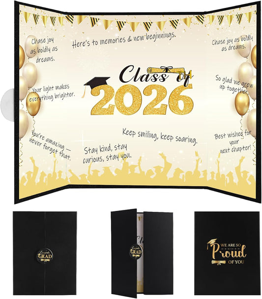 WSICSE Graduation Guest Book 2026, Black and Gold Graduate Signature Board Grad Party Decorations Supplies Gifts for Class of 2026 College & High School Celebration