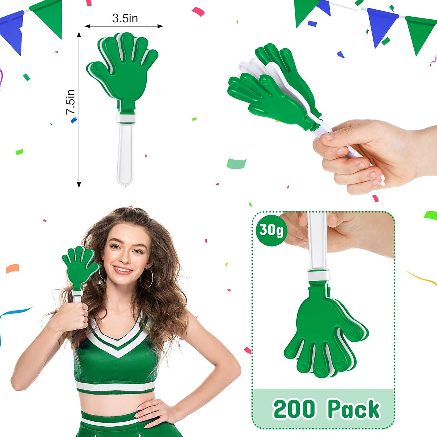 Junkin 48 Pcs Hand Clappers Bulk 7. 5 x 3. 5 Inches Noise Makers Party Favors Clapping Noise Maker Clacker for Birthdays Game Prizes Rewards Football Sporting Events Cheers Supplies (Black,White)