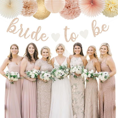 Champagne-Gold Beige Fall Baby-Shower Party-Decorations - 36pcs Welcome Home Banner Sign,Neutral Paper Lanterns,Girl Streamers Garland,Boho Hanging Tissue Pom Poms Flowers Fans Backdrop Decor Burgleda