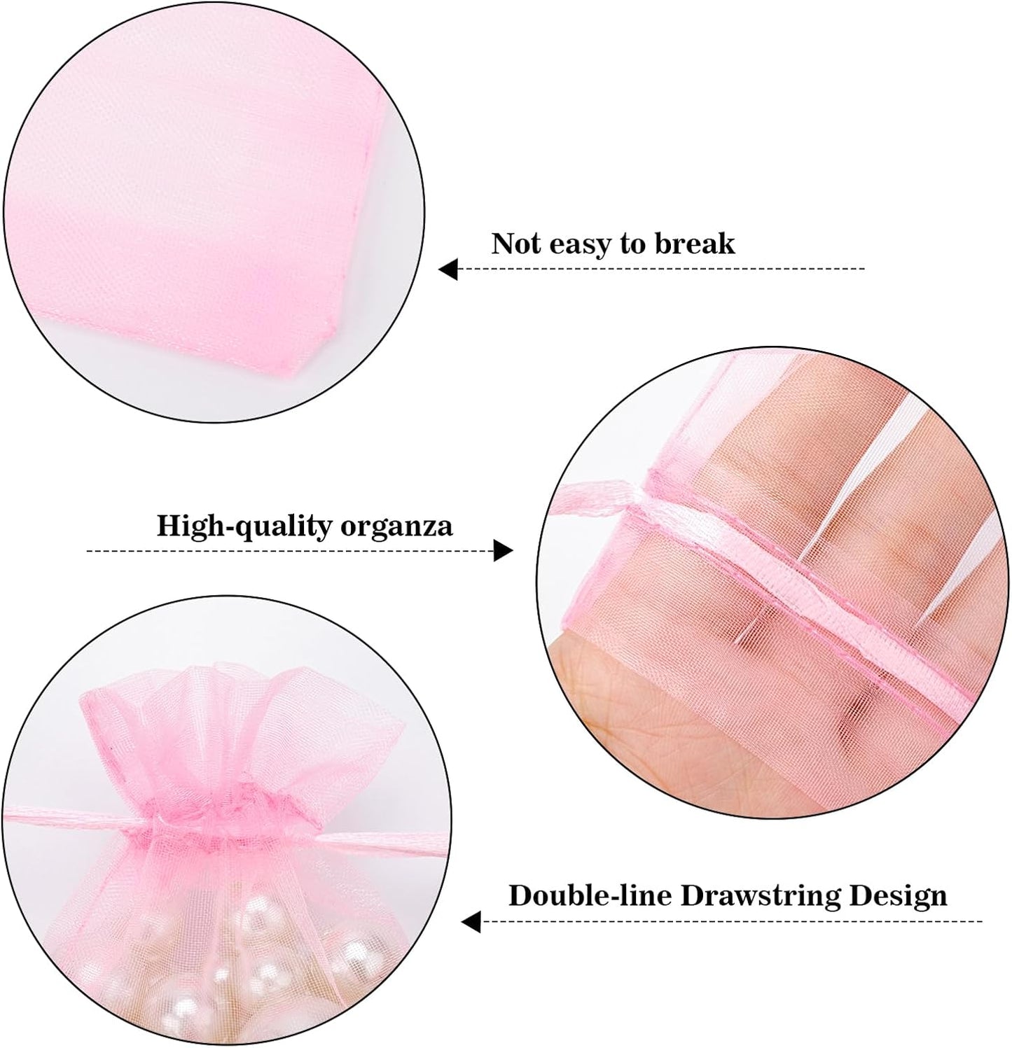 joycraft 50Pcs Organza Bags, 2x3 inch Gift Favor Bags, White Wedding Favor Bags, Jewelry Pouches with Drawstring, Mesh Bags Drawstring for Jewelry, Festival, Makeup, Candy, Desserts