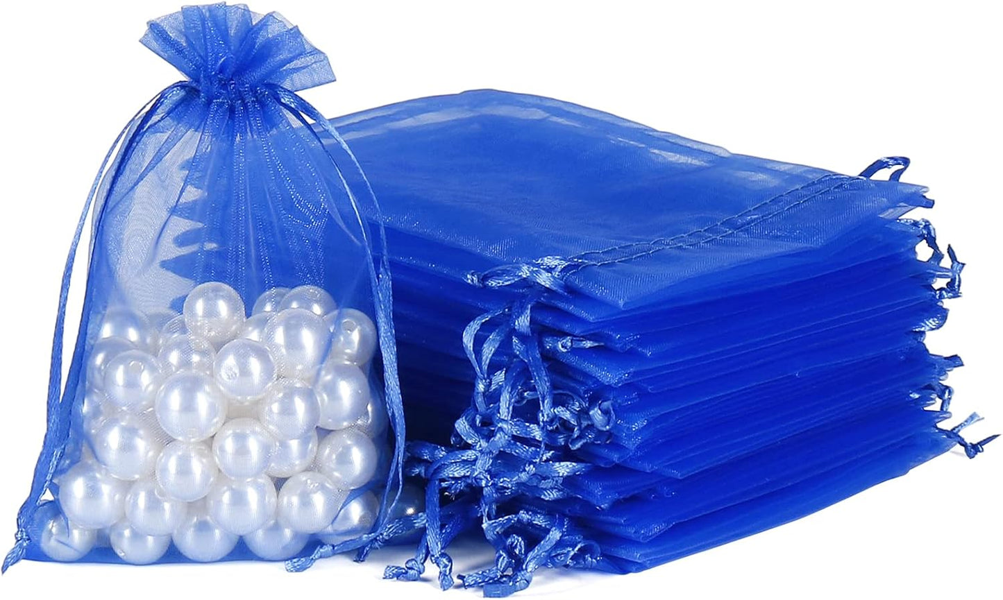 HRX Package 100pcs White Organza Bags, 4x6 inch Mesh Bags Drawstring Gift Bags Jewelry Pouches for Candy Wedding Favors Christmas