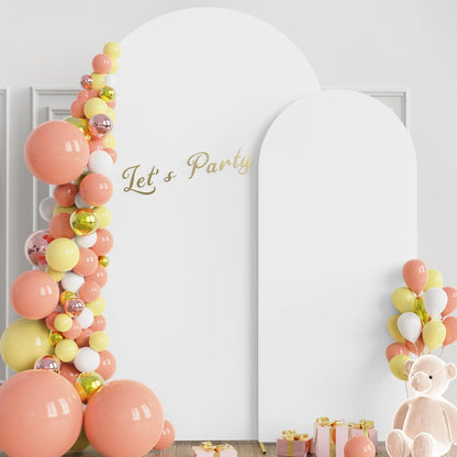 Wokceer Wedding Arch Backdrop Stand and Cover Set of 2 Metal Arch Stand with Arch Cover White 7.2FT, 6FT for Birthday Party Wedding Ceremony Bridal Baby Shower Event Decor