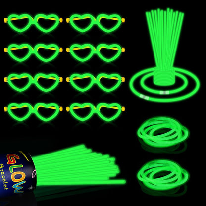 60 Pack 8” Purple Glow Sticks Bulk Bright Glow Sticks with 60 Connectors 20 Heart Glasses Glow In The Dark Party Supplies Neon Party Decorations Glow Bracelet Glasses for Carnival (Purple)
