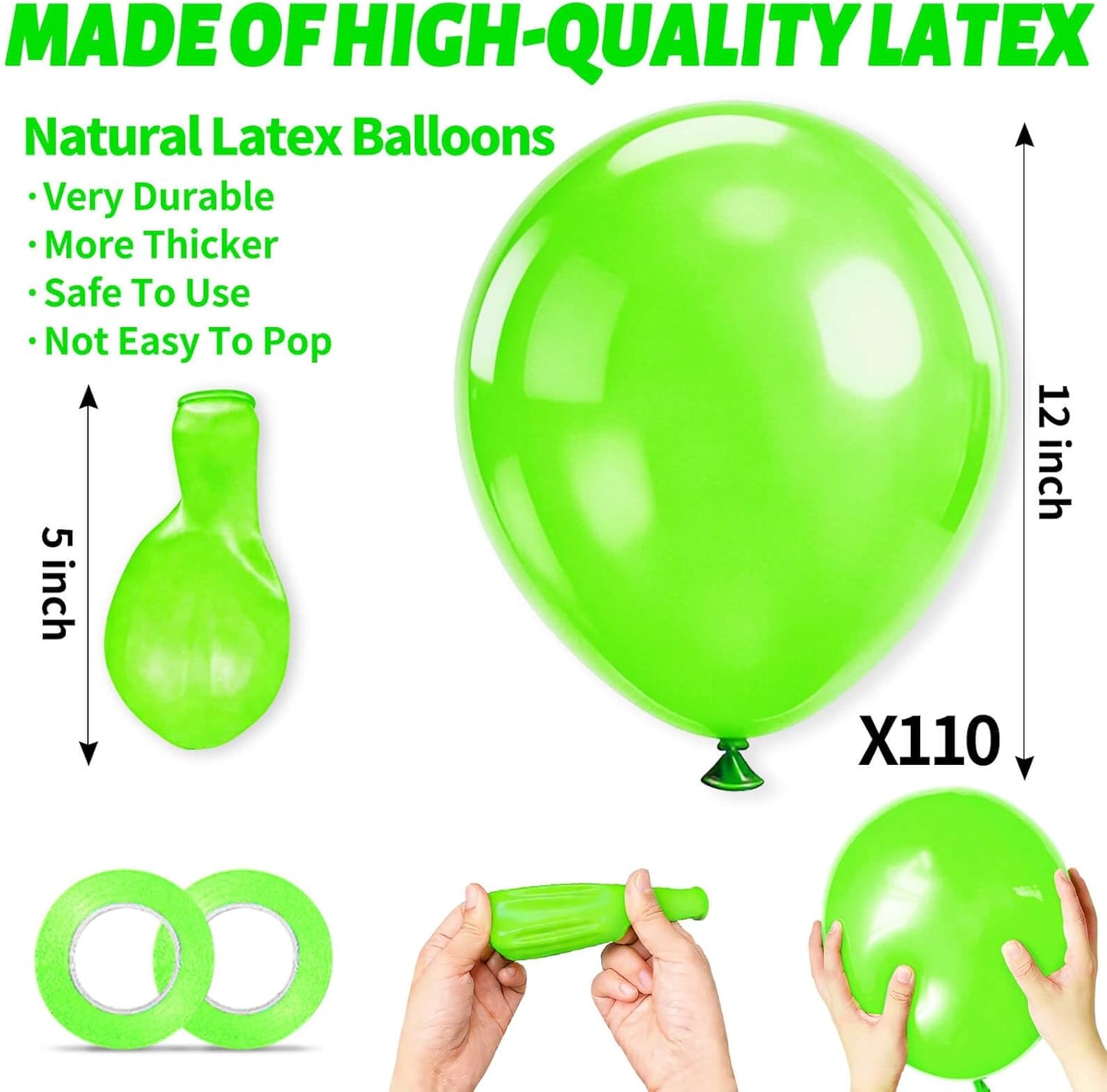 110pcs Black Balloon 12 inch, Black Latex Balloons for Birthday Party Baby Shower Wedding(with 2 Ribbons). - Colors A