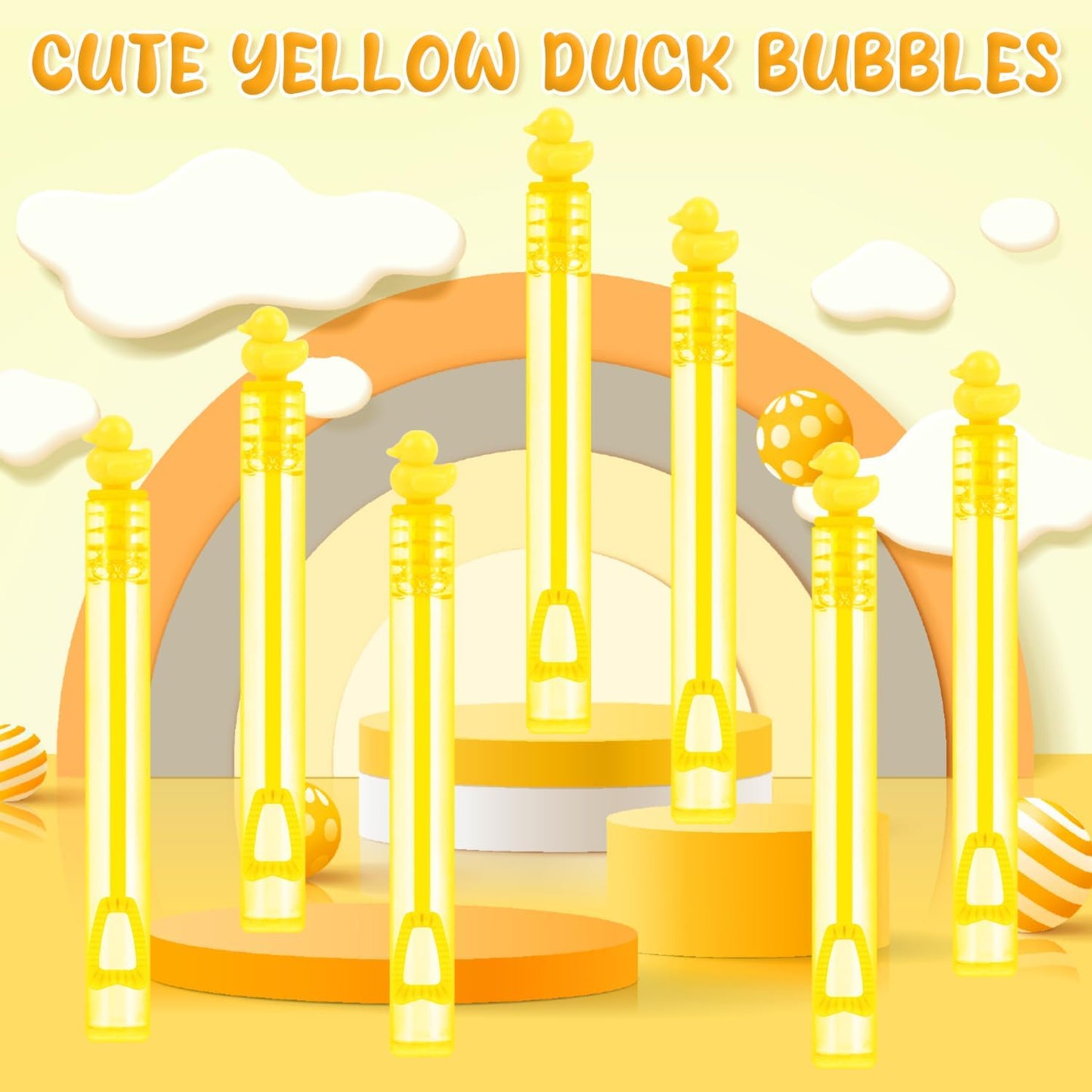 SULOLI 40 pcs Duck Bubble Wands, Yellow Duck Mini Bubble Party Favors Wand Blowing Sticks Bulk for Kids Adults Summer Birthday Party Supplies