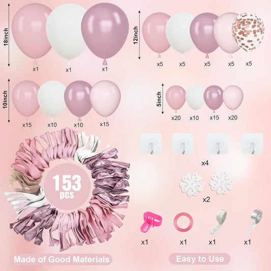 Amandir 153pcs Dusty Blue Balloon Garland Arch Kit, Different Sizes 18 12 10 5 inch Blue White Sand Latex Metallic Confetti Gold Balloons Baptism Birthday Boho Baby Shower Party Decoration Supplies - Colors A