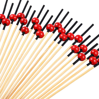 Blulu 200 Pack Cocktail Picks Fancy Toothpicks for Appetizers 4.7 Inch Pearl Cocktail Skewers for Drink Bamboo Flavored Stick Charcuterie Fruit Food Accessories Birthday Wedding Party Decor